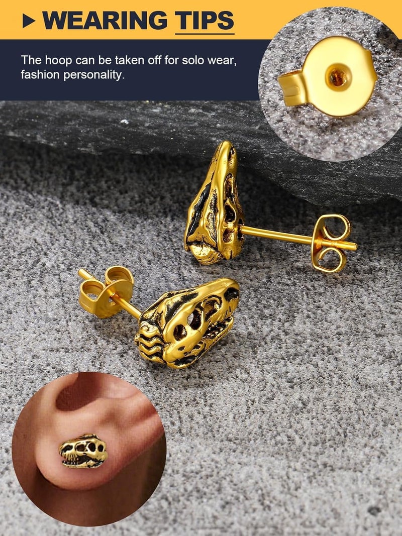 U7 Dragon Earrings Stainless Steel/18K Gold/Black/S925 Sterling Silver Hoop Earrings for Men Women, Personalized Punk Rock Huggie Earrings, Hypoallergenic - Image 5